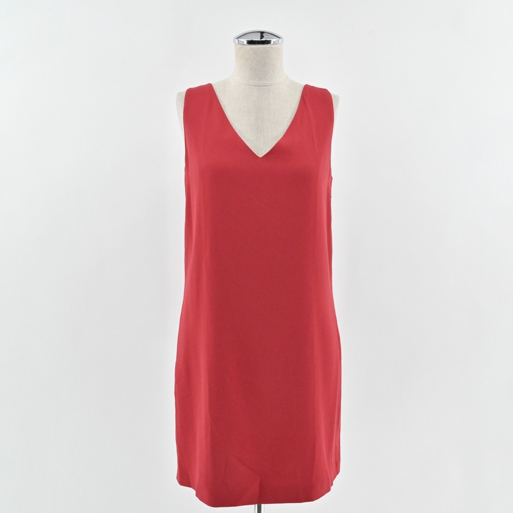 Theory Rosina‎ Crepe Shift Dress Sleeveless Size 0 Red V Neck Career Date Night